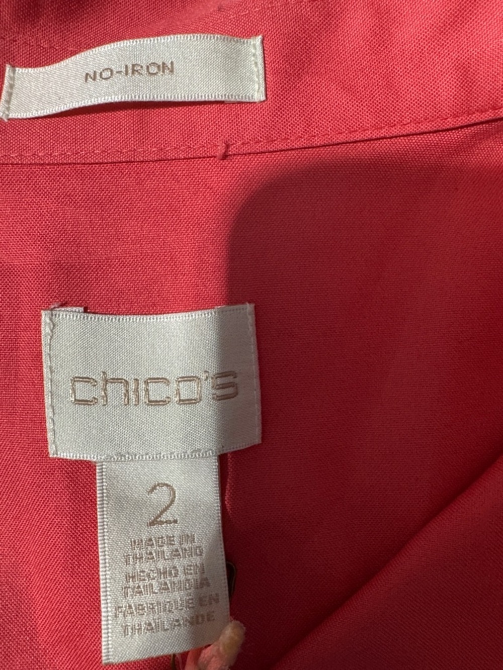 Chico’s Effortless Cotton Shirt NWT Size 2 Party Punch Button Up Casual Workwear - Picture 2 of 11